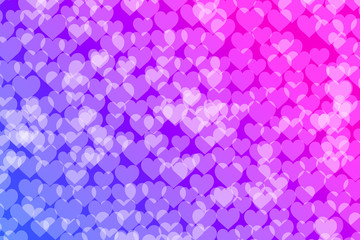 Bokeh lights with heart figures gradient background template. 