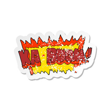 recommend clip art: retro distressed sticker of a cartoon comic book explosion