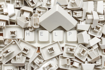 Word HELP from a pile of computer keys