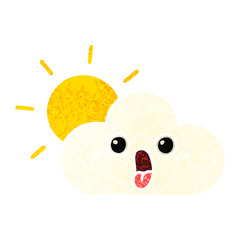 retro illustration style cartoon sun and cloud