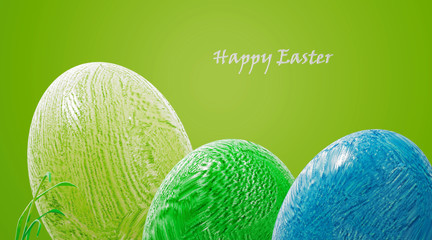 Easter eggs colorful background.  Greeting card design. 3D render