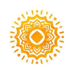 Beautiful Sun. Hand Drawn With Structure. Ornamental Mandala.