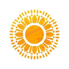 Beautiful Sun. Hand Drawn With Structure. Ornamental Mandala.