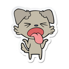 sticker of a cartoon disgusted dog shrugging shoulders