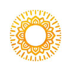 Beautiful Sun. Hand Drawn With Structure. Ornamental Mandala.