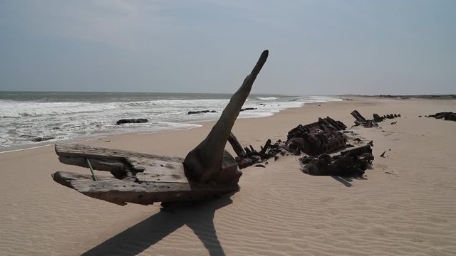 Ship wreck along Skeleton Coast along Namibia coast line