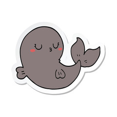 sticker of a cute cartoon whale