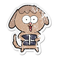 distressed sticker of a cute cartoon dog