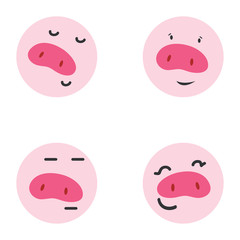 Face pigs. Set of pig smiley faces. Icon. Logo. Vector illustration. EPS 10.