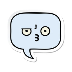 sticker of a cute cartoon speech bubble