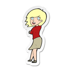 sticker of a cartoon happy woman