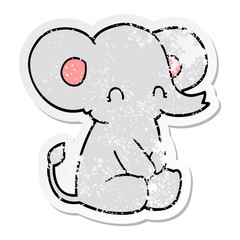 distressed sticker of a cute cartoon elephant