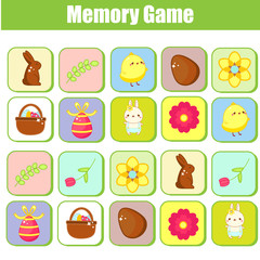 Memory game for toddlers. Educational children game. Easter theme