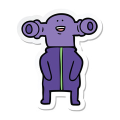 sticker of a friendly cartoon alien