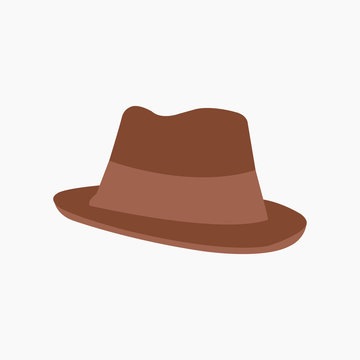 Gentleman's hat, on a gray background, men's fashion hat. Hat. Vector illustration. EPS 10.