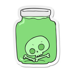 sticker of a cartoon jar with skull