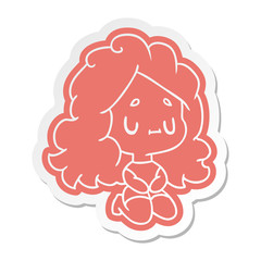 cartoon sticker of a cute kawaii girl