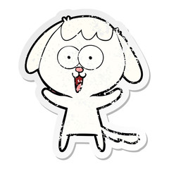 distressed sticker of a cute cartoon dog