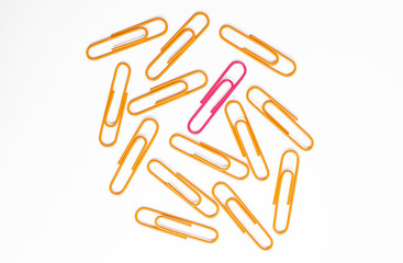 Paper clips isolated orange pink creative chaos