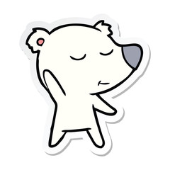 sticker of a happy cartoon polar bear