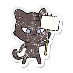 distressed sticker of a cute cartoon cat