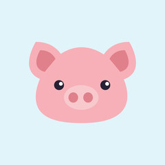 Pig. The haed of a pig. Blue background. Animal. Vector illustration. EPS 10.