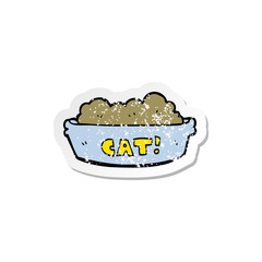 retro distressed sticker of a cartoon cat food