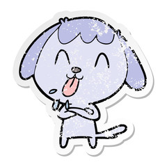 distressed sticker of a cute cartoon dog