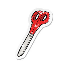 retro distressed sticker of a cartoon scissors