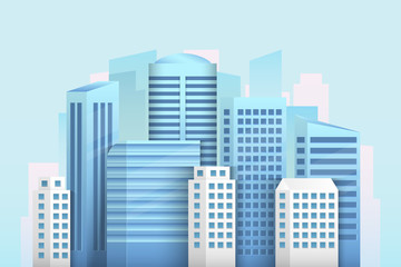 Obraz premium Creative vector illustration of smart city urban landscape isolated on transparent background. Art design social media communication internet network. Abstract concept buildings, skyscrapers element