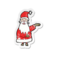 retro distressed sticker of a cartoon santa