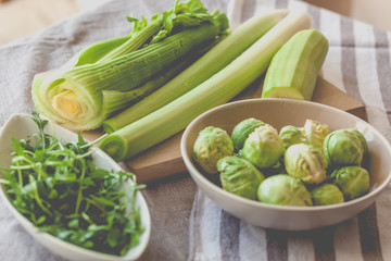 Close-Up Of Green Vegetables On Table