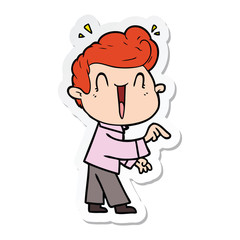 Obraz premium sticker of a cartoon excited man