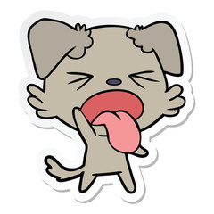 sticker of a cartoon disgusted dog