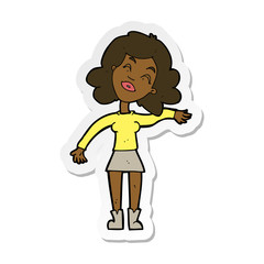 sticker of a cartoon woman only joking