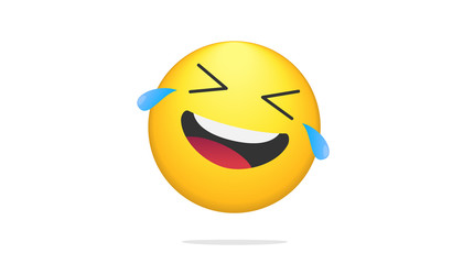 Laughing bright emoticon vector concept illustration of smiling emoji icon for chat, messengers and networks