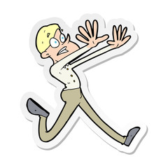 sticker of a cartoon man running away