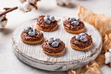 Easter  cookies in shape of nest with eggs