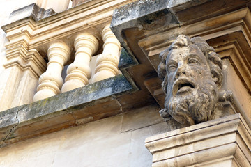 Details of the baroque that can be admired in the city of Lecce in Apulia, Italy