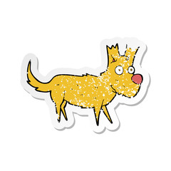 retro distressed sticker of a cartoon cute little dog