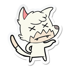 sticker of a cartoon dead fox