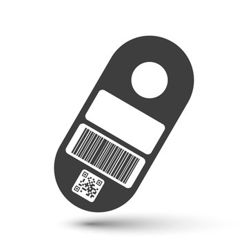Price tag icon with space for barcode and QR code. Vector on white background.