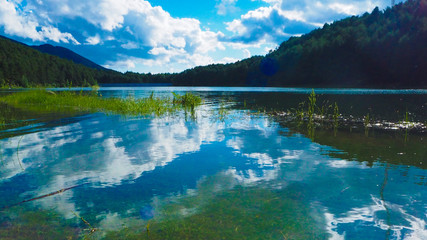 Beautiful reflexions of the sky in a lake in the mountains - Andorra