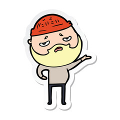 sticker of a cartoon worried man with beard