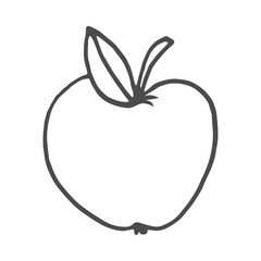 Cartoon doodle apple. Vector illustration isolated on white background.