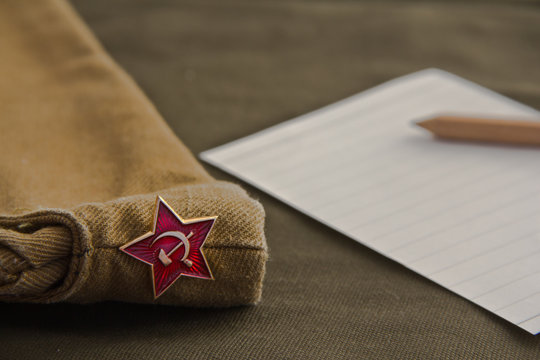 Part of the uniform of the Soviet soldier: forage-cap with a star