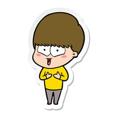 sticker of a cartoon happy boy