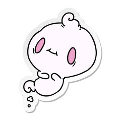 sticker cartoon of a kawaii cute ghost