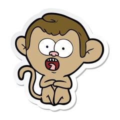 sticker of a cartoon shocked monkey