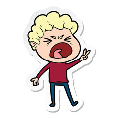 sticker of a cartoon furious man